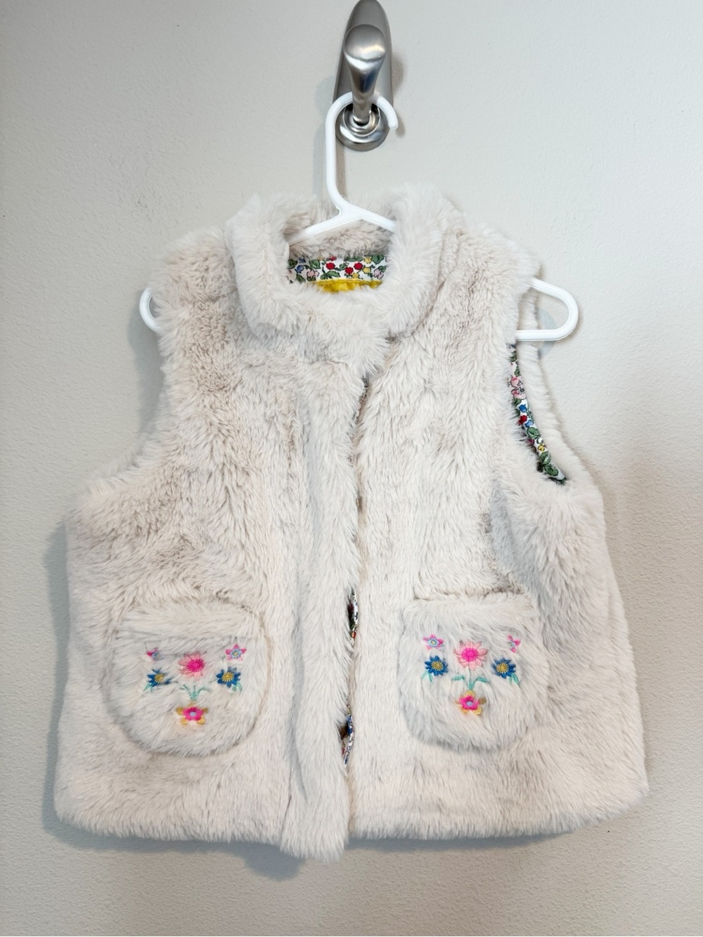 Mini Boden Faux Fur Embroidered Vest